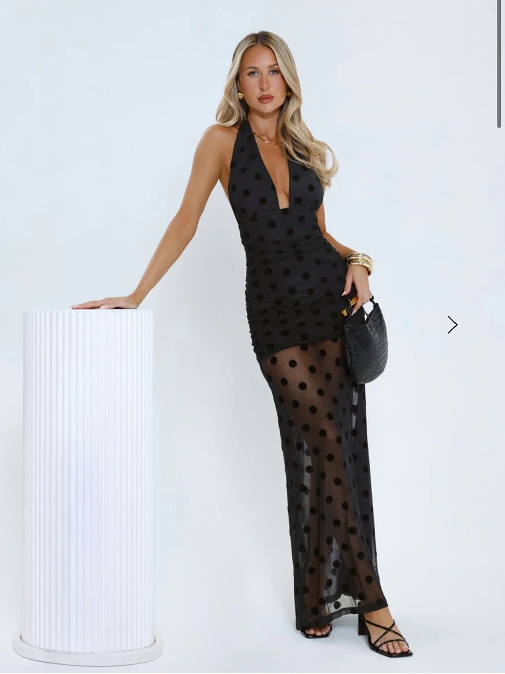 HELLO MOLLY HOT RIGHT NOW POLKA DOT MAXI DRESS BLACK